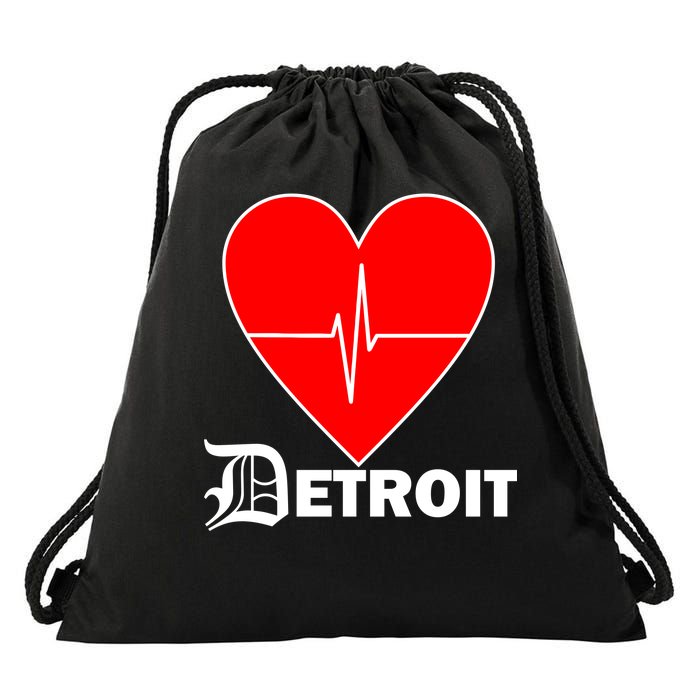 Heart Detroit Pulse Drawstring Bag