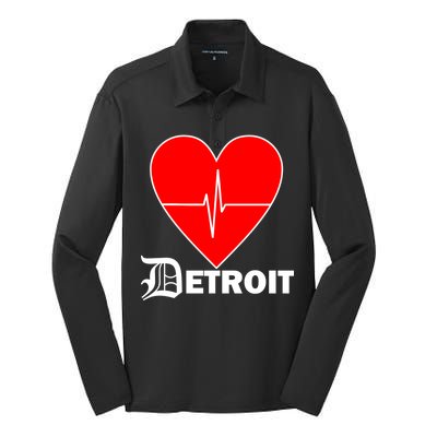 Heart Detroit Pulse Silk Touch Performance Long Sleeve Polo