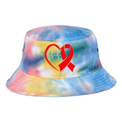 Heart Disease Health Awareness Heartbeat Red Ribbon Tie Dye Newport Bucket Hat