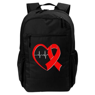 Heart Disease Health Awareness Heartbeat Red Ribbon Backpack