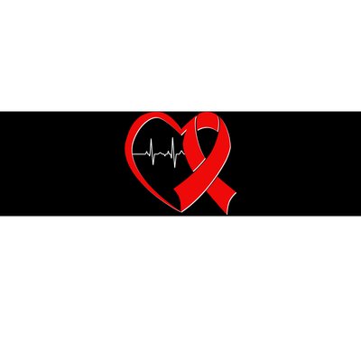 Heart Disease Health Awareness Heartbeat Red Ribbon Bumper Sticker