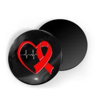 Heart Disease Health Awareness Heartbeat Red Ribbon Magnet