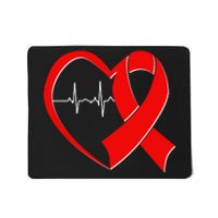 Heart Disease Health Awareness Heartbeat Red Ribbon Mousepad