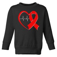 Heart Disease Health Awareness Heartbeat Red Ribbon Toddler Sweatshirt