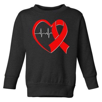 Heart Disease Health Awareness Heartbeat Red Ribbon Toddler Sweatshirt