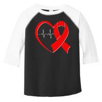 Heart Disease Health Awareness Heartbeat Red Ribbon Toddler Fine Jersey T-Shirt