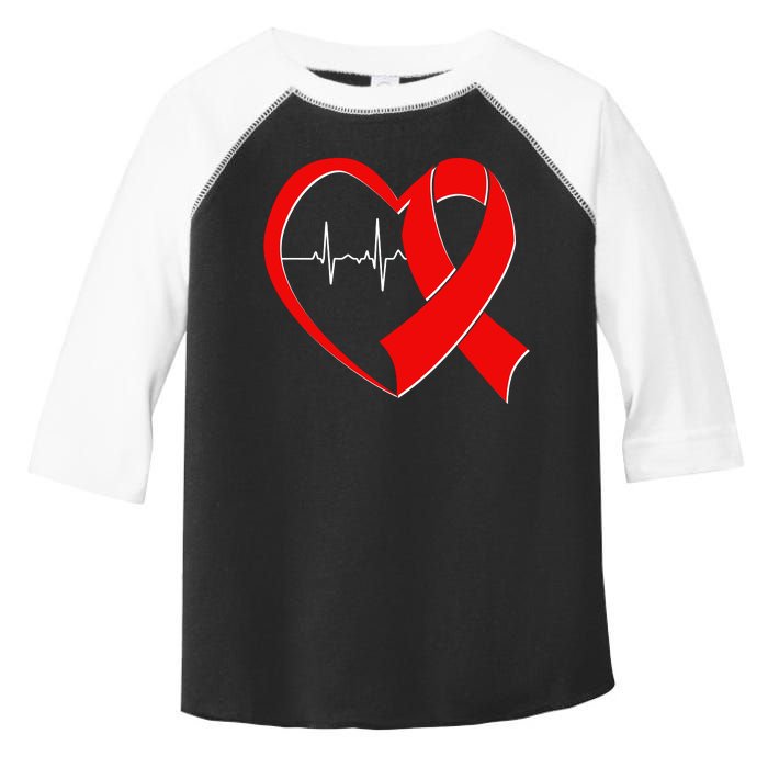 Heart Disease Health Awareness Heartbeat Red Ribbon Toddler Fine Jersey T-Shirt