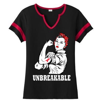 Heart Diseases Unbreakable We Can Do It Ladies Halftime Notch Neck Tee