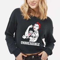 Heart Diseases Unbreakable We Can Do It Cropped Pullover Crew