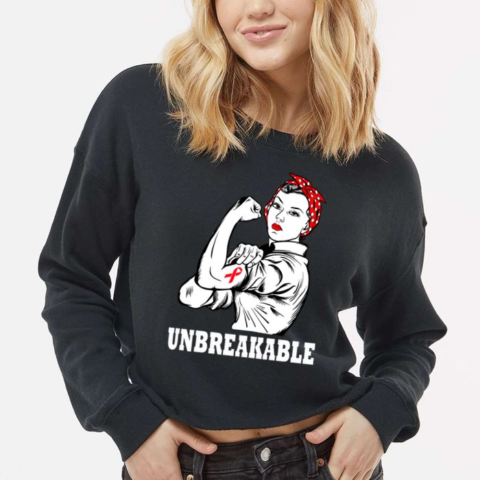 Heart Diseases Unbreakable We Can Do It Cropped Pullover Crew