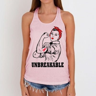 Heart Diseases Unbreakable We Can Do It Women's Knotted Racerback Tank