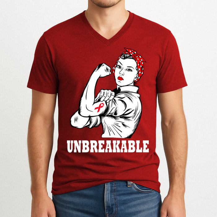 Heart Diseases Unbreakable We Can Do It V-Neck T-Shirt