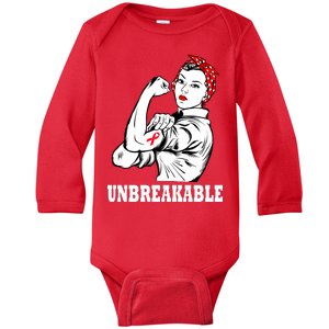 Heart Diseases Unbreakable We Can Do It Baby Long Sleeve Bodysuit