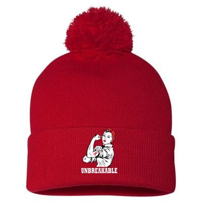 Heart Diseases Unbreakable We Can Do It Pom Pom 12in Knit Beanie