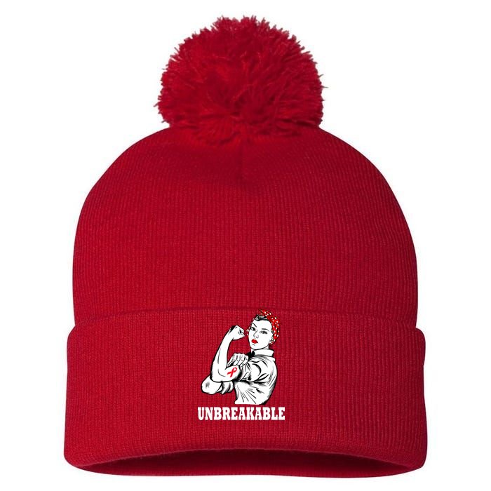 Heart Diseases Unbreakable We Can Do It Pom Pom 12in Knit Beanie