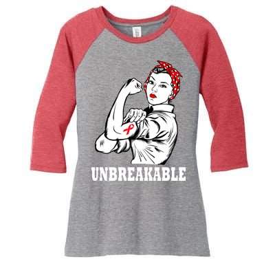 Heart Diseases Unbreakable We Can Do It Women's Tri-Blend 3/4-Sleeve Raglan Shirt