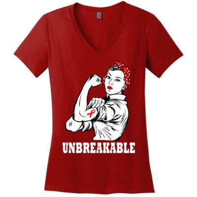 Heart Diseases Unbreakable We Can Do It Women's V-Neck T-Shirt
