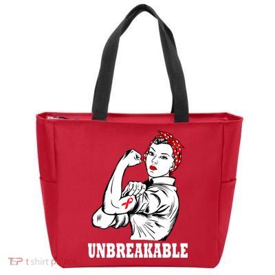 Heart Diseases Unbreakable We Can Do It Zip Tote Bag