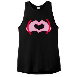 Heart Hands Sign Love Tribute Ladies PosiCharge Tri-Blend Wicking Tank