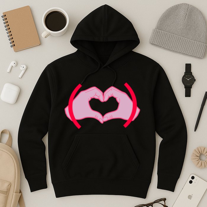 Heart Hands Sign Love Tribute Hoodie