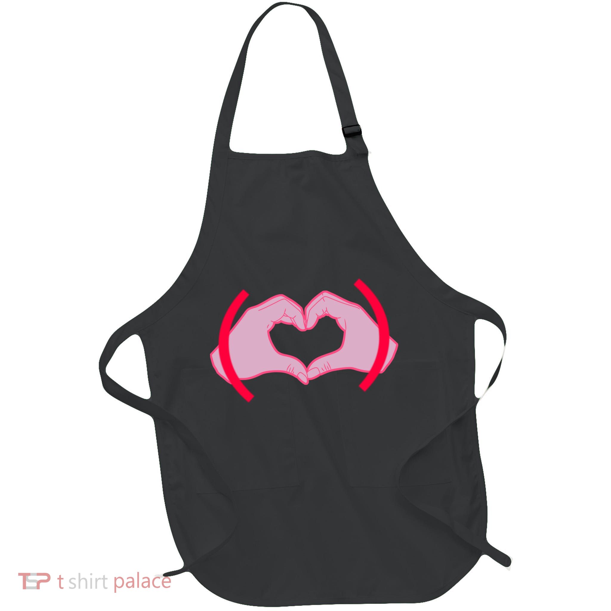 Heart Hands Sign Love Tribute Full-Length Apron With Pockets