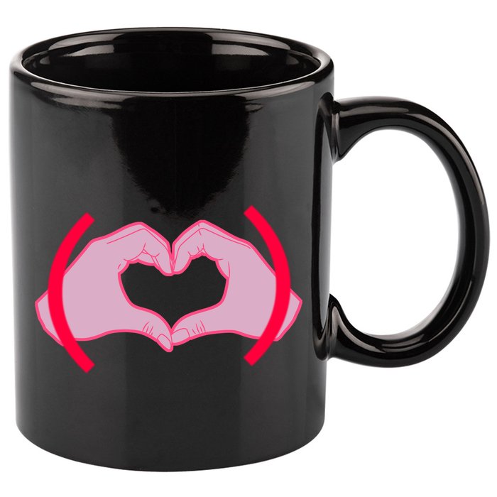 Heart Hands Sign Love Tribute 11oz C Handle Ceramic Mug