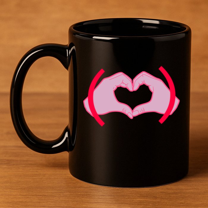 Heart Hands Sign Love Tribute 11oz C Handle Ceramic Mug