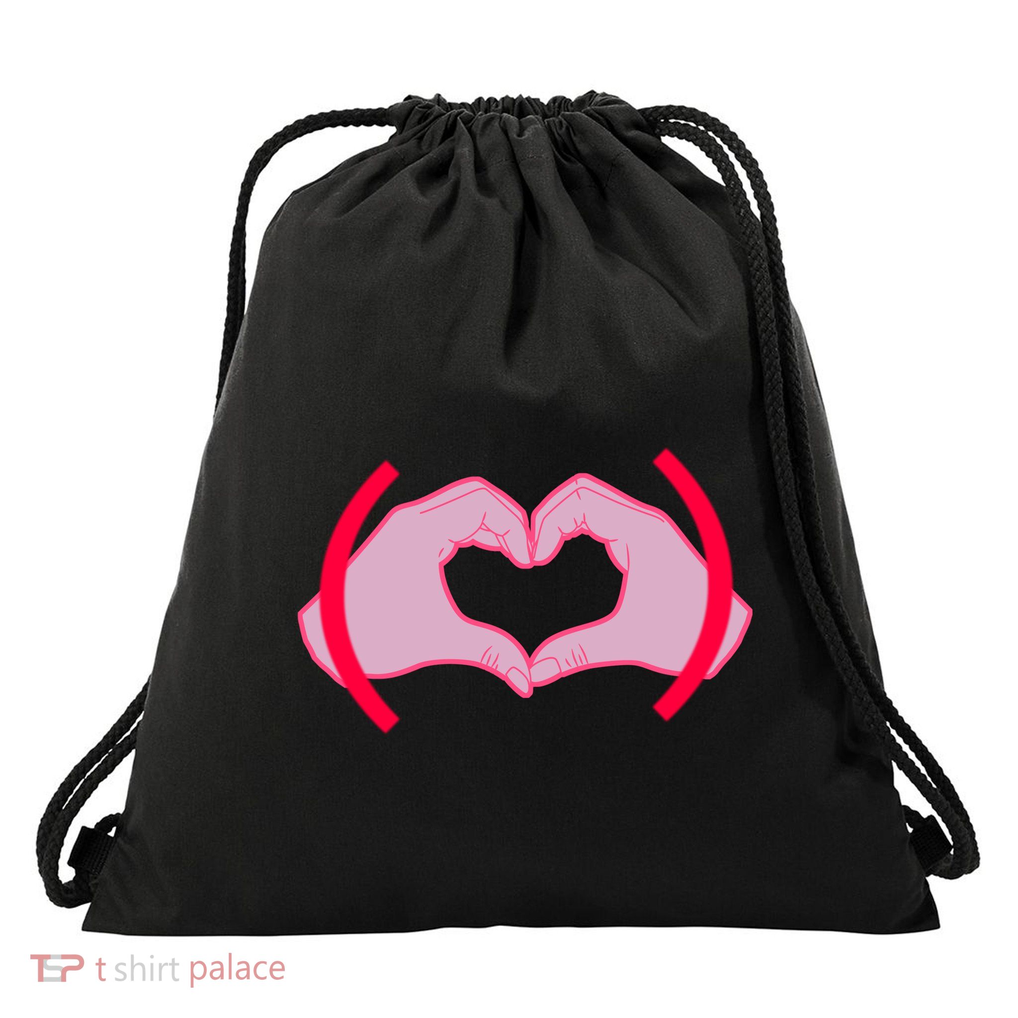 Heart Hands Sign Love Tribute Drawstring Bag