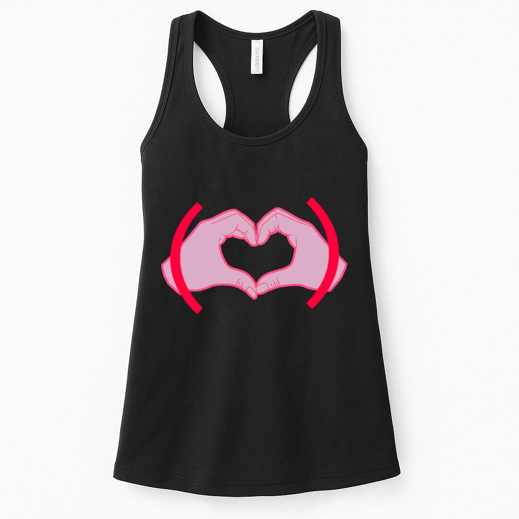 Heart Hands Sign Love Tribute Womens Tank Top