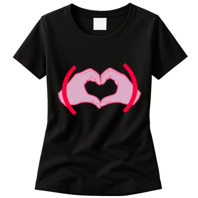 Heart Hands Sign Love Tribute Womens T-Shirt