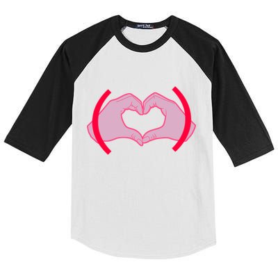 Heart Hands Sign Love Tribute Kids Colorblock Raglan Jersey