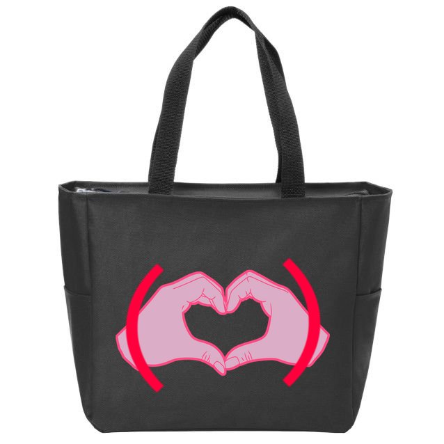 Heart Hands Sign Love Tribute Zip Tote Bag
