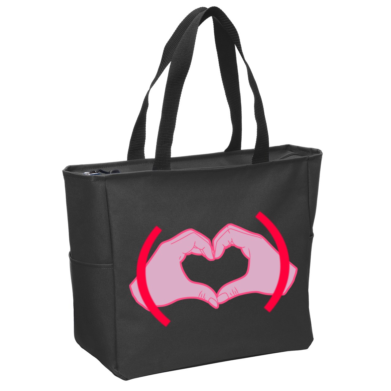 Heart Hands Sign Love Tribute Zip Tote Bag