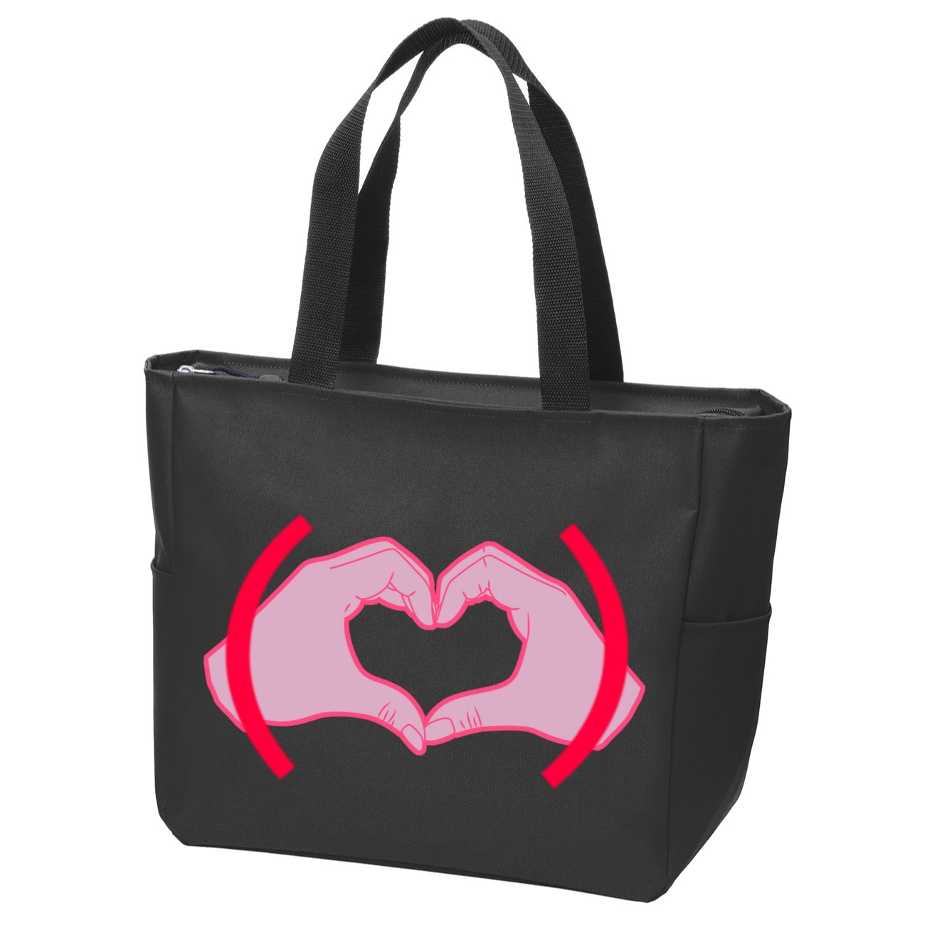 Heart Hands Sign Love Tribute Zip Tote Bag