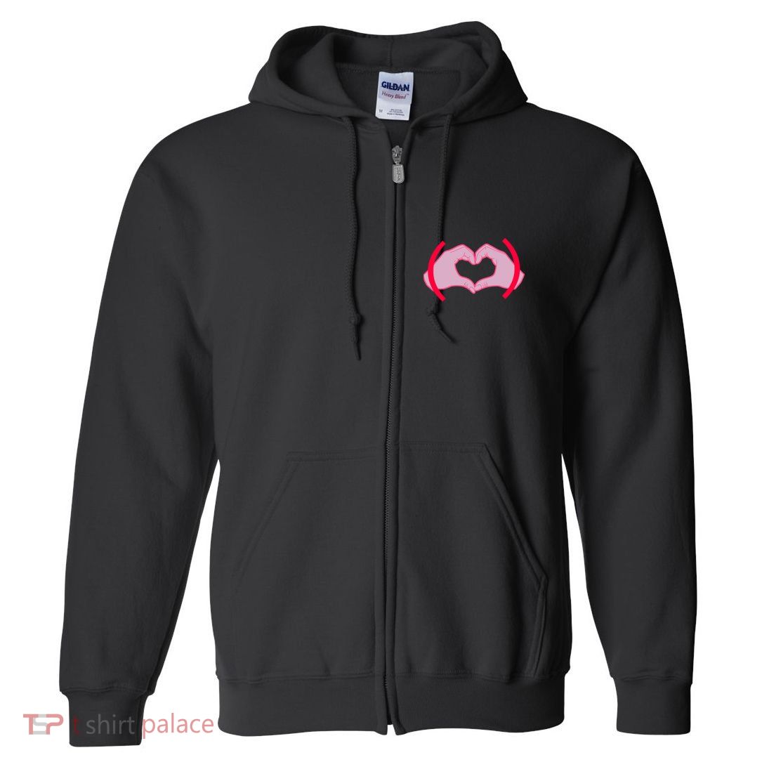 Heart Hands Sign Love Tribute Full Zip Hoodie