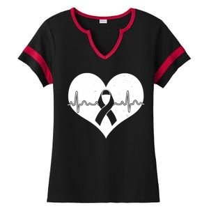 Heart Health Awareness Heartbeat Ladies Halftime Notch Neck Tee