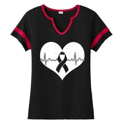 Heart Health Awareness Heartbeat Ladies Halftime Notch Neck Tee