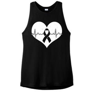 Heart Health Awareness Heartbeat Ladies PosiCharge Tri-Blend Wicking Tank