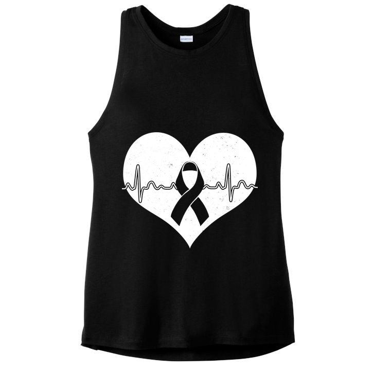 Heart Health Awareness Heartbeat Ladies PosiCharge Tri-Blend Wicking Tank