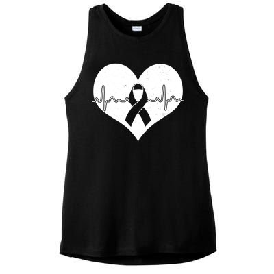 Heart Health Awareness Heartbeat Ladies PosiCharge Tri-Blend Wicking Tank