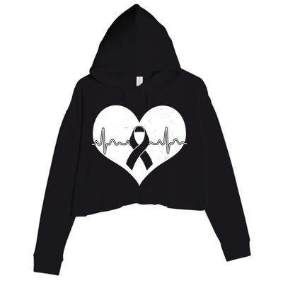 Heart Health Awareness Heartbeat Crop Fleece Hoodie