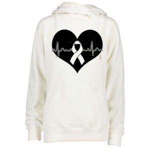 Heart Health Awareness Heartbeat Womens Funnel Neck Pullover Hood