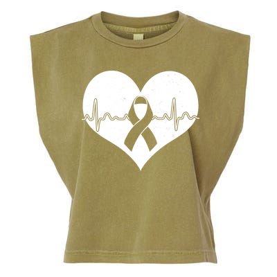 Heart Health Awareness Heartbeat Garment-Dyed Women's Muscle Tee