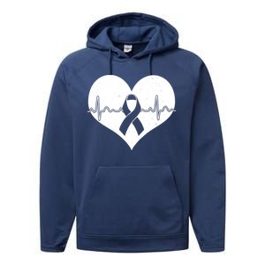 Heart Health Awareness Heartbeat Performance Fleece Hoodie