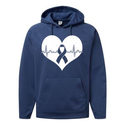 Heart Health Awareness Heartbeat Performance Fleece Hoodie