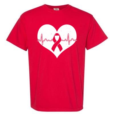 Heart Health Awareness Heartbeat Garment-Dyed Heavyweight T-Shirt