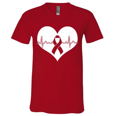 Heart Health Awareness Heartbeat V-Neck T-Shirt