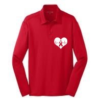 Heart Health Awareness Heartbeat Silk Touch Performance Long Sleeve Polo