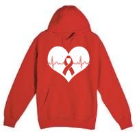 Heart Health Awareness Heartbeat Premium Pullover Hoodie