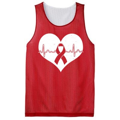 Heart Health Awareness Heartbeat Mesh Reversible Basketball Jersey Tank